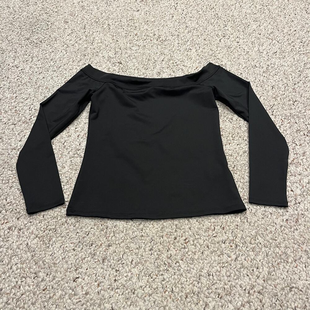 Tuckernuck Laila Off the Shoulder Long Sleeve Top Sz XS Black Classic Preppy